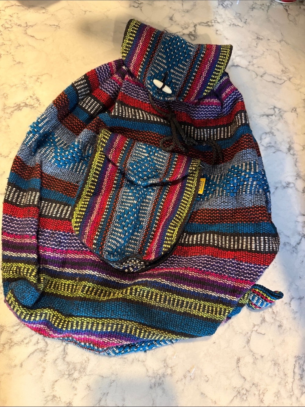Colorful Woven Boho Backpack - Multicolor
